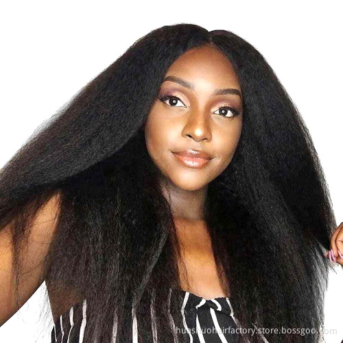 Unprocessed Virgin Cuticle Aligned Hair Brazilian Human Hair Kinky Straight 13X6 Natural Color Swiss Lace Hair Human Wigs